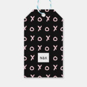 Zwart & Baby Roze X O XO XO's Trendy Cute Cadeaulabel (Voorkant)