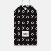 Zwart & Baby Roze X O XO XO's Trendy Cute Cadeaulabel (Achterkant)
