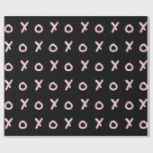 Zwart & Baby Roze X O XO XO's Trendy Cute Cadeaupapier (Vlak)