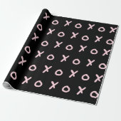 Zwart & Baby Roze X O XO XO's Trendy Cute Cadeaupapier (Uitgerold)