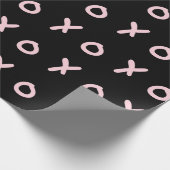Zwart & Baby Roze X O XO XO's Trendy Cute Cadeaupapier (Hoek)