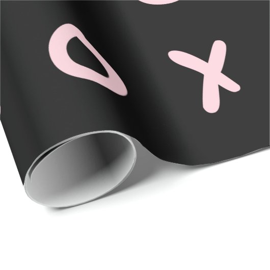 Zwart & Baby Roze X O XO XO's Trendy Cute Cadeaupapier (Rol Hoek)