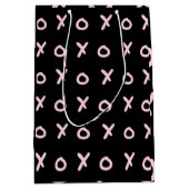 Zwart & Baby Roze X O XO XO's Trendy Cute Medium Cadeauzakje (Voorkant)