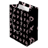 Zwart & Baby Roze X O XO XO's Trendy Cute Medium Cadeauzakje (Voorkant Gekanteld)