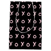 Zwart & Baby Roze X O XO XO's Trendy Cute Medium Cadeauzakje (Achterkant)