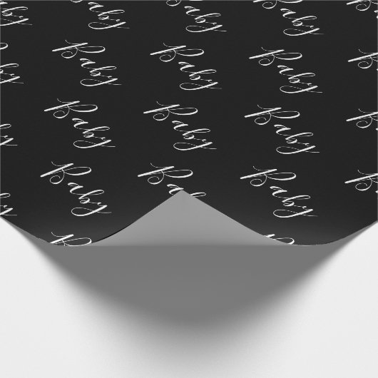 Zwart Baby Script elegant Baby ompakken papier (Hoek)