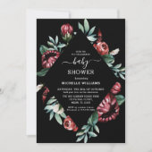Zwart Baby shower met roodrozen — Floral invitatio Kaart (Voorkant)