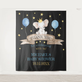 zwart baby shower sterren ballon olifant achtergro wandkleed
