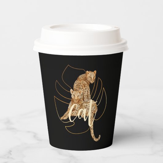 Zwart baby van luipaard papieren bekers (Voorkant)