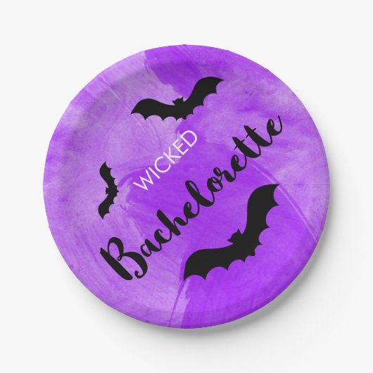 Zwart Bachelorette Bat Witchy Papieren Bordje (Voorkant)