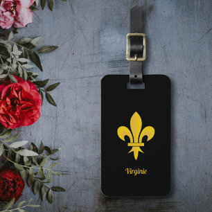 Zwart Bagagelabel met Gold Fleur de Lis