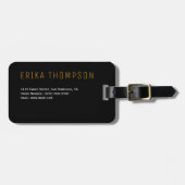 zwart bagagelabel met naam en adres (Voorkant horizontaal)