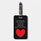 Zwart Bagagelabel met rood hart (Achterkant verticaal)