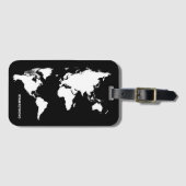 zwart bagagelabel van wereldkaart elegant reizen (Voorkant (horizontaal))