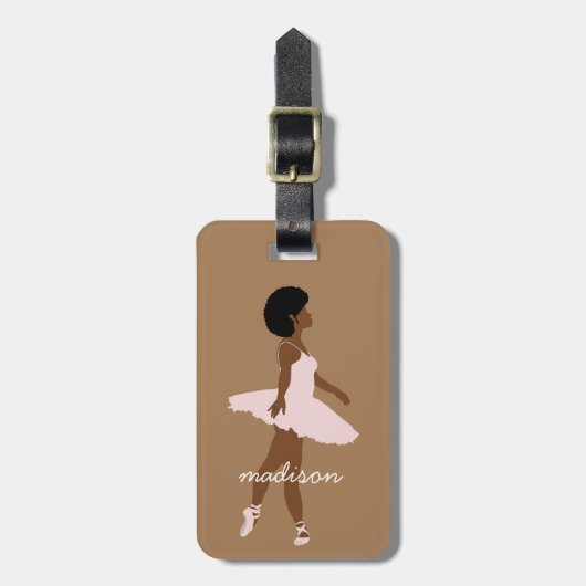 Zwart ballerina afro, naam van het beeldschermschr bagagelabel (Voorkant verticaal)
