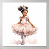 Zwart Ballerina, Bord Roze Tutu, Gouden Kroon Poster (Voorkant)