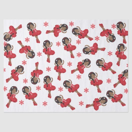 Zwart Ballerina in Red Tutu Tissue Paper Tissuepapier (Voorkant)