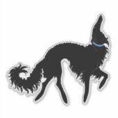 Zwart Ballet Borzoi Transparant Vinyl Sticker (Voorkant)
