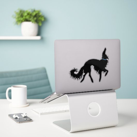 Zwart Ballet Borzoi Transparant Vinyl Sticker (Laptop op bureau)