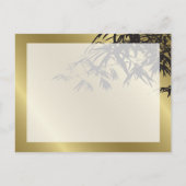 Zwart bamboe lekt op Gold Asian Save the Date Aankondigingskaart (Achterkant)