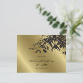 Zwart bamboe lekt op Gold Asian Save the Date Aankondigingskaart (Staand voorkant)