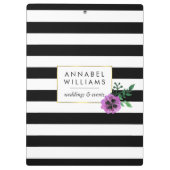 Zwart bandbreedtes en Paars gepersonaliseerd klemb Klembord (Achterkant)