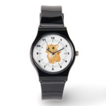 Zwart bandhorloge - Schattige Cat