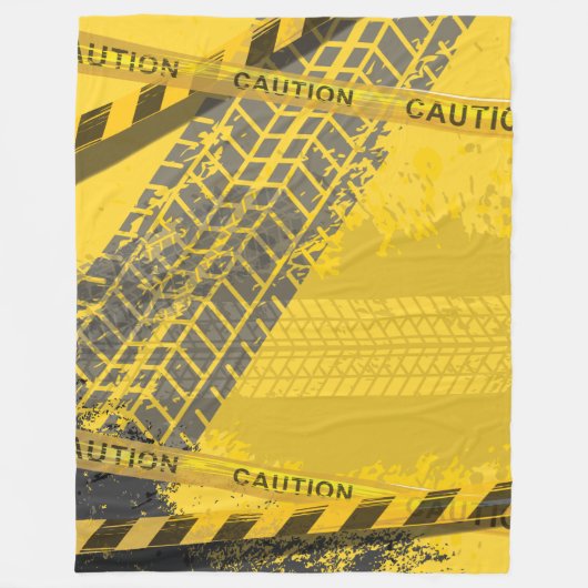 Zwart bandspoor gele achtergrond fleece deken (Voorkant)