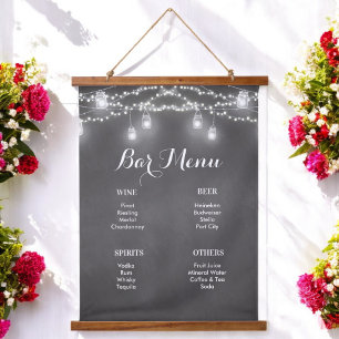Zwart Bar Menu Mason Jar Huwelijk Hangend Wandkleed