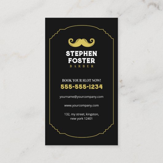 Zwart Barbershop Haardressoir Hair Stylist Visitekaartje (Achterkant)