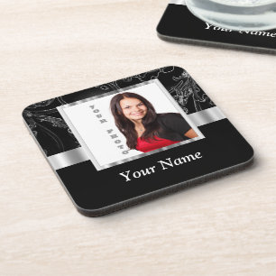 Zwart barok instagram sjabloon onderzetter