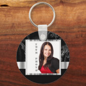 Zwart barok instagram sjabloon sleutelhanger (Voorkant)