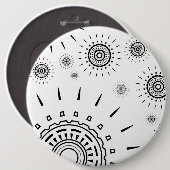 Zwart-barstpatronen op wit ronde button 6,0 cm (Voorkant /achterkant)