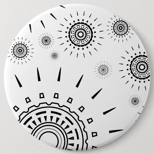Zwart-barstpatronen op wit ronde button 6,0 cm (Voorkant)