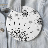 Zwart-barstpatronen op wit ronde button 6,0 cm (In situ)