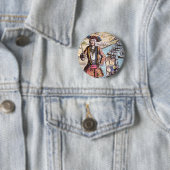 Zwart Bart-kleurenportret Ronde Button 5,7 Cm (In situ)