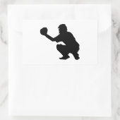 Zwart Baseball Catcher Silhouet Rechthoekige Sticker (Tas)