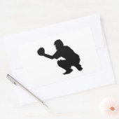 Zwart Baseball Catcher Silhouet Rechthoekige Sticker (Envelop)