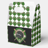 Zwart Baseball Diamond Speler Naam en Nummer Bedankdoosjes (Geopend)