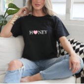 Zwart Basic Heart Honey Print T-shirt