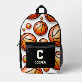 Zwart basketbalpatroon bedrukte rugzak (Voorkant)