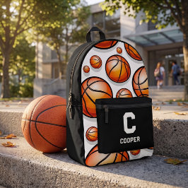 Zwart basketbalpatroon bedrukte rugzak