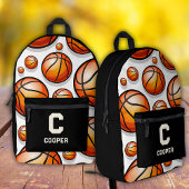 Zwart basketbalpatroon bedrukte rugzak