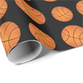 Zwart basketbalpatroon cadeaupapier (Rol Hoek)