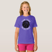 Zwart Basketbalteam, naam speler & Jersey nummer T-shirt (Voorkant volledig)