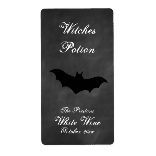 Zwart Bat Witches Potion Wijnlabel Etiket (Voorkant)