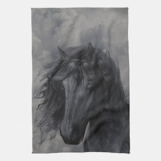 Zwart Beauty Keukenhanddoek (Verticaal)