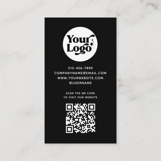 Zwart Bedankt Bestel Business Logo QR Code Retail Kortingskaartje (Achterkant)