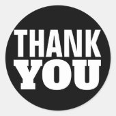 Zwart bedankt ronde sticker (Voorkant)