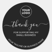 Zwart Bedankt Small Business Logo Round Sticker (Voorkant)